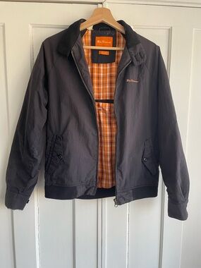 Vintage Ben Sherman Black SMALL Mod Harrington Jacket Orange Plaid Lining Men’s